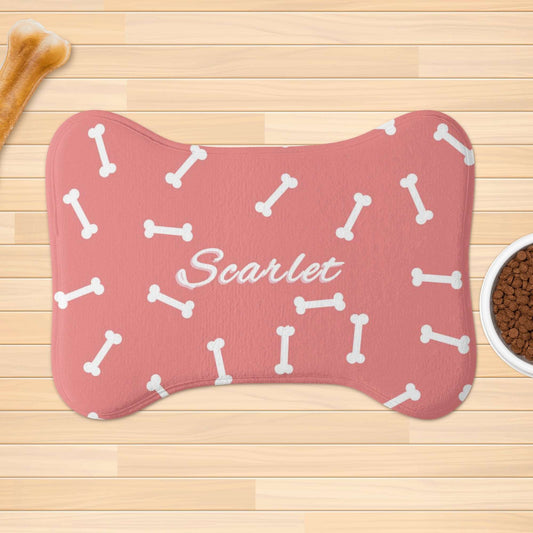 Pink Bones Pattern Pet Food Mat