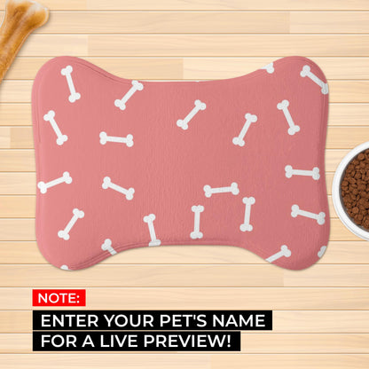 Pink Bones Pattern Pet Food Mat